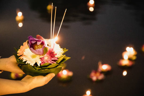 Loy Krathong festival thailand is a full moon celebration that happens on the Twelfth month of the Thai Lunar Calander - many tourist visit thailand during this time as its on of the the biggest festivities and an occasion for happiness, gratefulness, and a start of new beginnings - krathong aka lanterns for Loy Krathong festival are floated in the river Loy Krathong and Yi Peng Festival 2024 happens at the same period for 2024