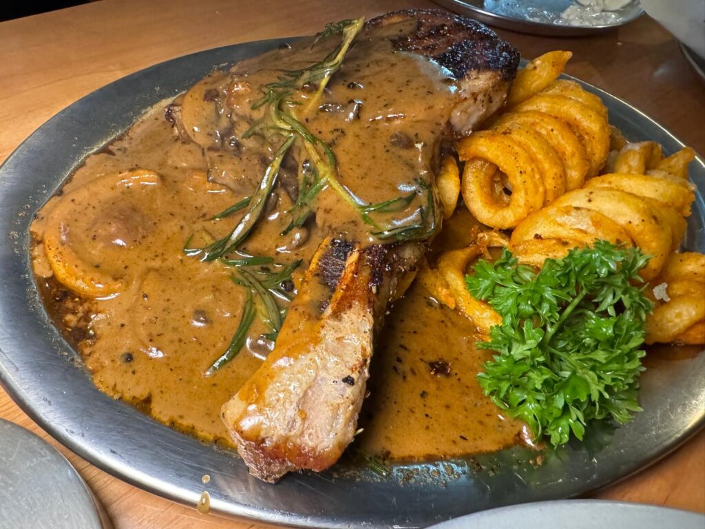 Pork Chop in Gravy at Paper butter on the roof