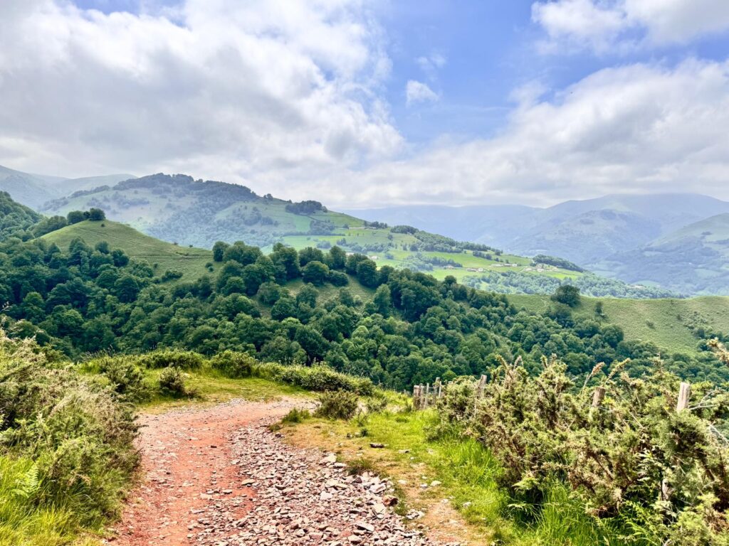 A panoramic view looking back over the valley from a high point on the Camino between SJPDP and Orisson.
