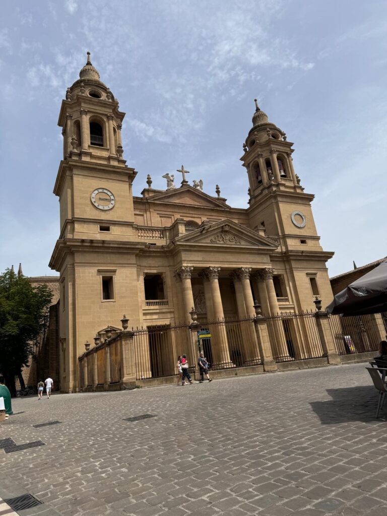 Albergue Plaza Catedral, a pilgrim hostel beside Santa Maria Cathedral in Pamplona on Day 4 of the Camino de Santiago.